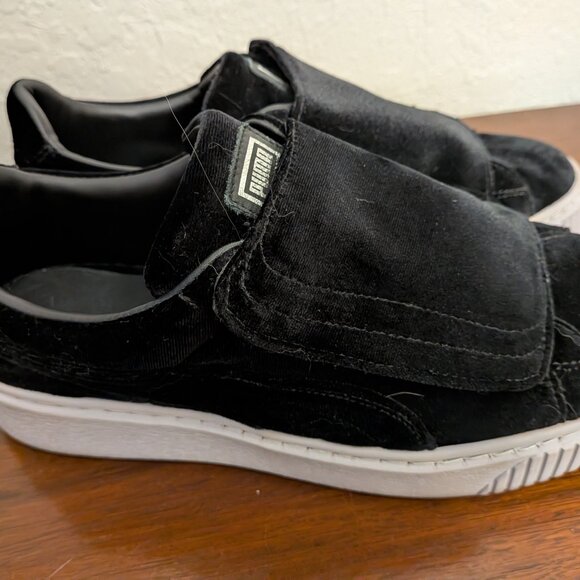 Puma Basket Platform Strap Velvet Rope Black Women's Casual Sneakers - Picture 2 of 5